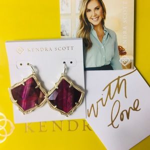 NWT Kirsten Gold Drop Earring In Bordeau Tiger eye